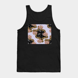 Monochrome paisley, traditional skull, leopard skin texture, polka dots Tank Top